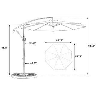 Sunvega 15-Foot Rectangular Outdoor Umbrella with Crank for Patio and Garden