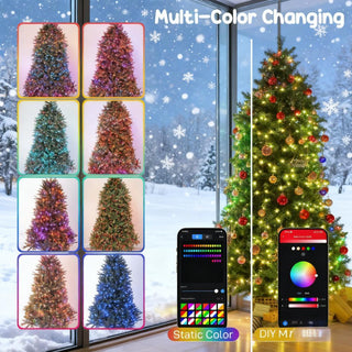 Sunvega Pencil Artificial Xmas Tree with Faux Snow Flocked Full Branch Tips Flame-retardant