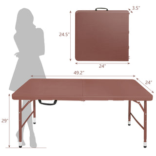Sunvega 8ft Pink Folding Table with Waterproof Top and Foldable Design for Camping