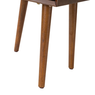 Sunvega Modern Walnut Nightstand with Two Storage Drawers and Gold Accents