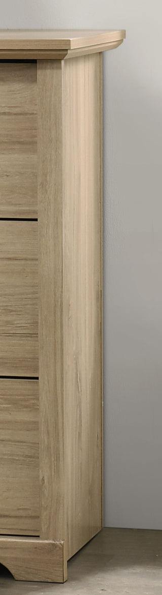 Sunvega Light Oak Finish 6-Drawer Dresser with Black Metal Handles