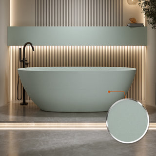 Sunvega Freestanding Soaking Bathtub with Overflow Drain Made of Stone Resin
