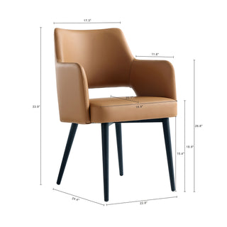 Sunvega Modern Dining Arm Chair with Leatherette Upholstery and Steel Frame