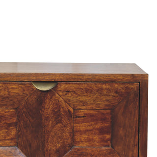 Sunvega Solid Mango Wood Nightstand with Quad Drawers and Nordic Legs