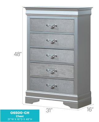 Sunvega Silver Champagne Nightstand with Two Spacious Drawers for Bedroom