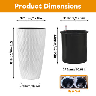 Sunvega 2 Pack Tall 21.7 Inch Crack-Resistant UV-Resistant Matte Planter Box for Indoor Outdoor