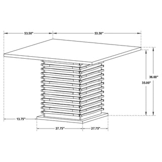 Sunvega Contemporary Square Pedestal Counter-Height Dining Table in Deep Black
