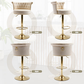 Sunvega Velvet 360 ° Rotating Bar Chair with Soft Pillow and Adjustable Height for Kitchen