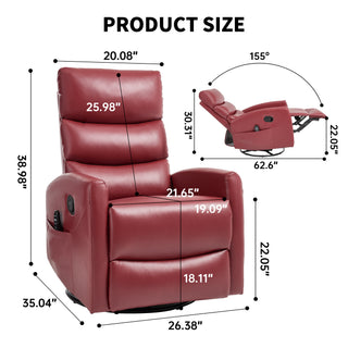 Sunvega Fabric Heat Massage Manual Recliner Chair with Rocker and Swivel for Living Room