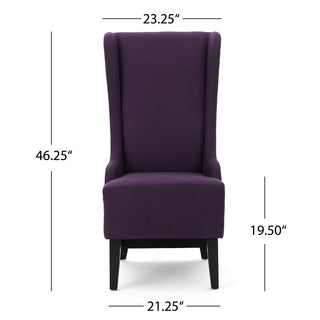 Sunvega Contemporary Upholstered High Back Wing Dining Chair with Birch Wood Legs