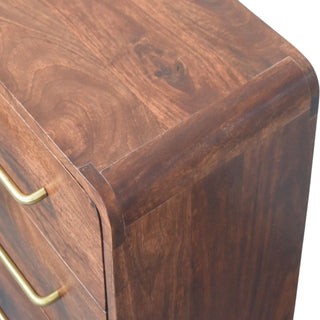 Sunvega Solid Mango Wood Chest with Mid-Century Charm and Winewood Oak Finish