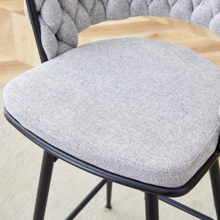 Sunvega 360 Swivel Bar Stools with Cotton Linen Cushions and Electroplated Metal Frame