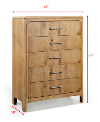 Sunvega Natural Wood Finish Contemporary Nightstand with Three Drawers and Metal Hand Pull