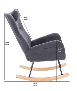 Sunvega Soft and Thick Upholstered Nursery Rocking Chair with High Backrest