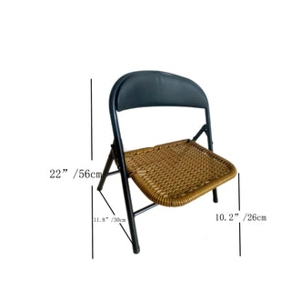 Sunvega Rattan Collapsible Chair Set of 4 with Black Steel Frame and Natural Woven Design