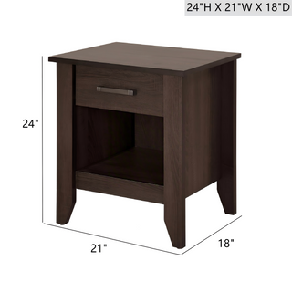 Sunvega Modern Gray Bedside Table With Storage And Sleek Lines