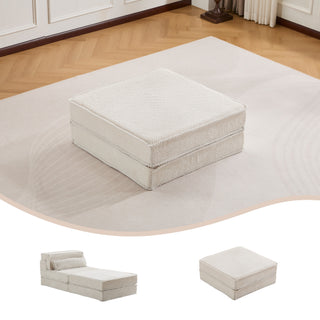 Sunvega Convertible Modular Sectional Mahjong Sofa Bed with Ottoman in Circle Fleece Fabric