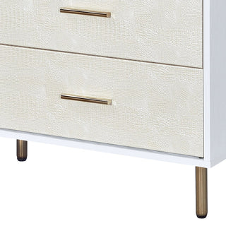 Sunvega Modern Nightstand with Patterned Drawer Fronts and Three Spacious Storage Drawers