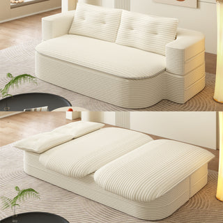 Sunvega Plush Corduroy Convertible 2-in-1 Sofa Bed with Blanket and Pillows