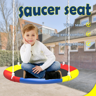 Sunvega Heavy-Duty A-Frame Metal Outdoor Swing Set with Saucer and Belt Swings