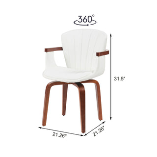 Sunvega Mid-Century Modern Bentwood Swivel Dining Chairs with PU Leather Upholstery