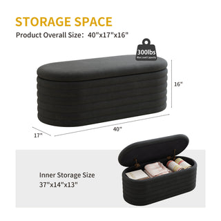 Sunvega Light Grey Upholstered Fabric Storage Ottoman Bench with Safety Hinge