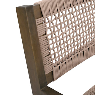 Sunvega Teak and Light Brown Rope Braided Dining Chair Set of 2