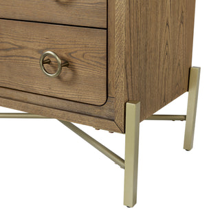 Sunvega 2 Drawer Nightstand with USB Charging Ports in a Softer Modern Latte Finish