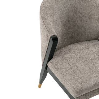 Sunvega Modern Elm Wood and Chenille Upholstered Dining Chair with Gold Tips