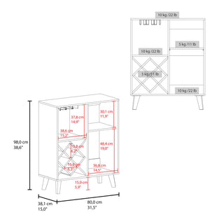 Sunvega Angela Bar Cabinet with Wine Rack, Multifunctional Compartments and Scratch-Resistant Surface