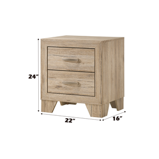 Sunvega Natural Finish Nightstand with Two Spacious Drawers and Tapered Legs