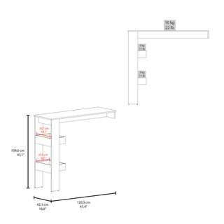 Sunvega Modern White Bar Table with Storage Shelf for Home Bar Kitchen or Dining Room