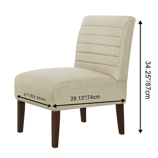 Sunvega Modern Beige Accent Chair with Tufted Upholstery and Wood Legs
