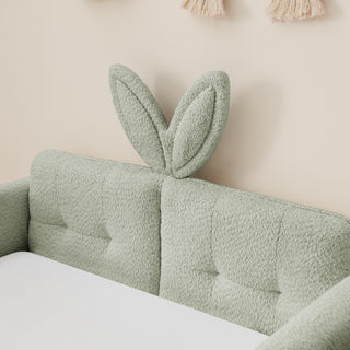 Sunvega Twin Size Upholstered Platform Bed with Cute Rabbit Ear Shaped Headboard