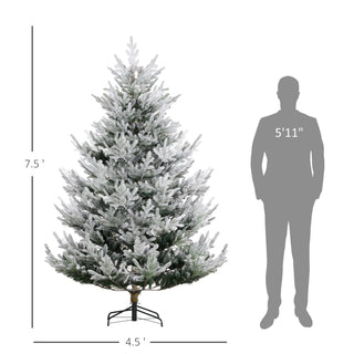 Sunvega Pencil Artificial Xmas Tree with Faux Snow Flocked Full Branch Tips Flame-retardant