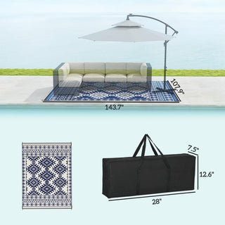 Sunvega Reversible Outdoor Rug with Protective Coating and Strap Stakes for Patio