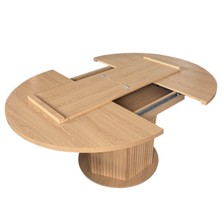 Sunvega Adjustable Round Dining Table with Bump Texture Base for Family Gathering