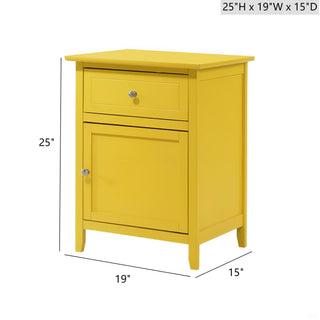 Sunvega Bright Yellow Fully Assembled Nightstand with Drawer for Small Spaces