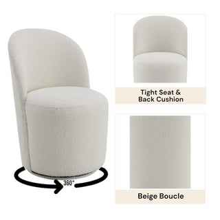 Sunvega Hollis Beige Boucle Swivel Side Chair Set with Full Foam Seat