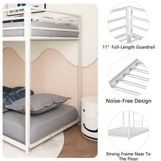 Sunvega Twin Over Twin Metal Bunk Bed with Ladder for Kids and Adults