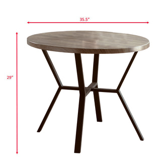Sunvega Contemporary Black Graywash Round Dining Table Set with Wood Chairs
