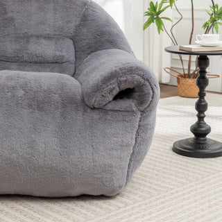 Sunvega Faux Fur Bean Bag Sofa Chair with Back Support and Footstool for Adults