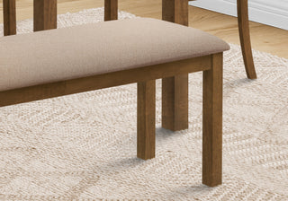 Sunvega 42-inch Rectangular Upholstered Bench in Brown Walnut and Beige Fabric