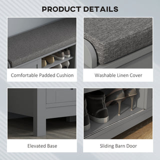 Sunvega Entryway Shoe Rack Bench with Cushion Sliding Doors and Adjustable Shelves