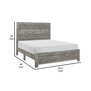 Sunvega Queen Bed with Panel Headboard and Footboard in Gray Veneer