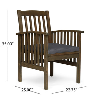 Sunvega Acacia Wood Dining Chairs with Water Resistant Cushions for Patio