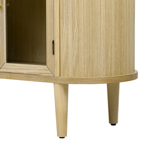 Sunvega Modern Farmhouse Sideboard Cabinet with Glass Doors and Adjustable Shelves for Kitchen Dining Room