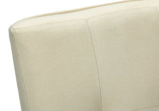Sunvega Cream Fabric Upholstered Dining Chairs with Grey Solid Wood Frame Set of 2