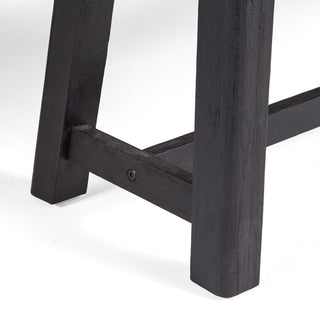 Sunvega Outdoor Acacia Wood Bench with Sandblast Gray Finish and Black Legs