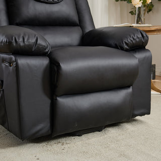 Sunvega Black PU Remote-Controlled Heating and Massage Assistive Recliner for Seniors